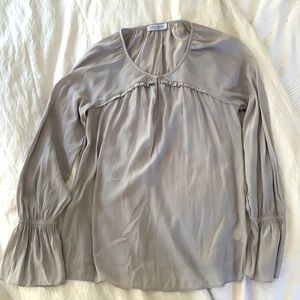 Ramy Brook long sleeve silk top! Worn once - light gray - gorgeous!!!